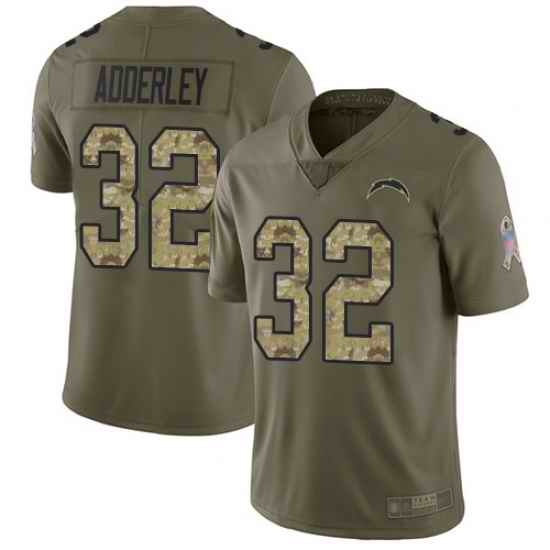 Chargers 32 Nasir Adderley Olive Camo Men Stitched Football Limited 2017 Salute To Service Jersey